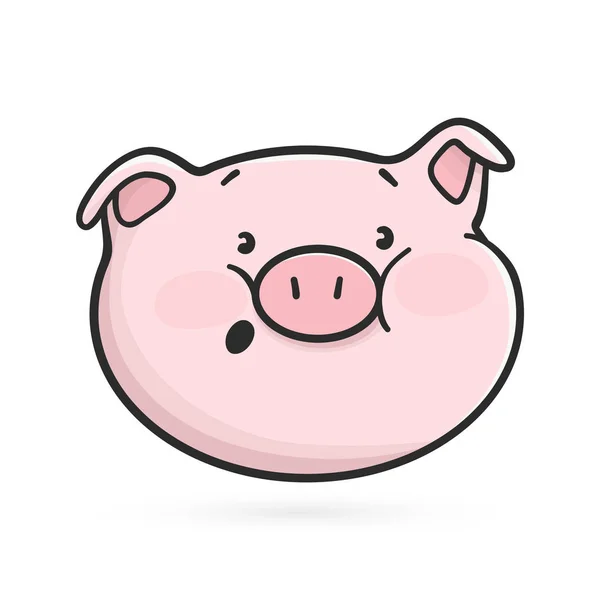 Surprised emoticon icon. Emoji pig — Stock Vector