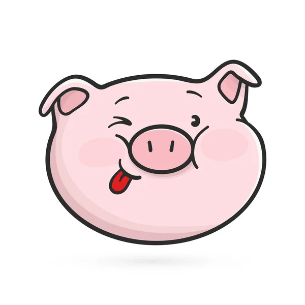 表情符号猪显示舌头. — 图库矢量图片
