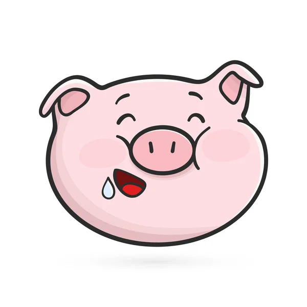 Hungry emoticon icon. Emoji pig. — Stock Vector