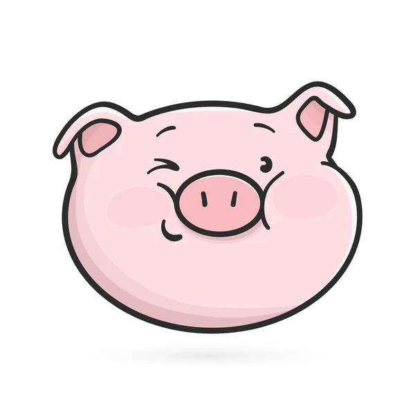 Augenzwinkerndes Emoticon Symbol Niedliches Emoji Schwein Zwinkert — Stockvektor