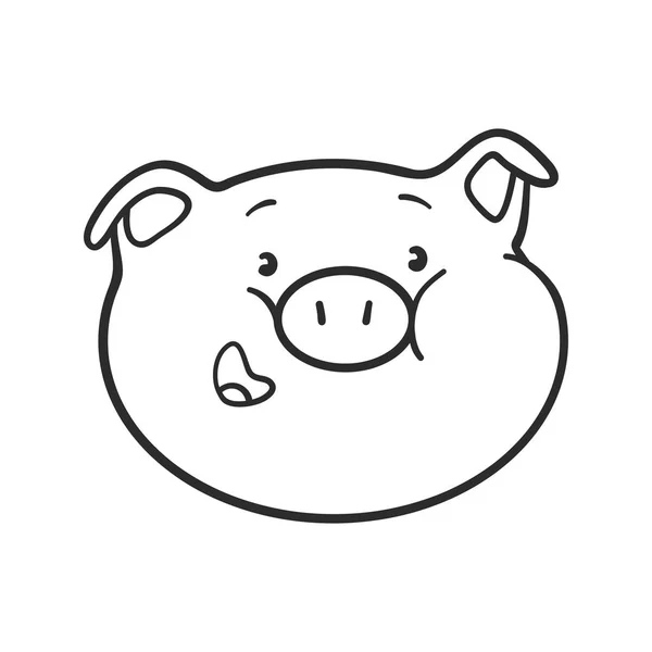 Smiling emoji pig for coloring book. — Stock Vector