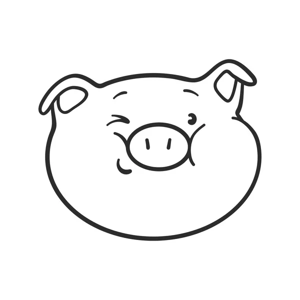 Emoji pig for coloring book. Emoticon icon. — Stock Vector