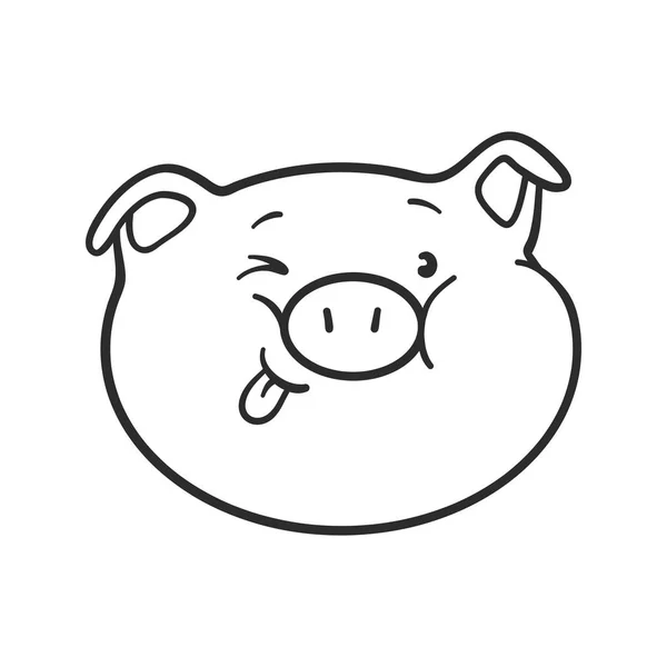 Emoji pig for coloring book. Emoticon icon. — Stock Vector