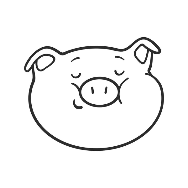 Emoji Pig Coloring Book Emoticon Icon — Stock Vector
