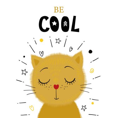 Sevimli kedicik. Serin metin olarak.