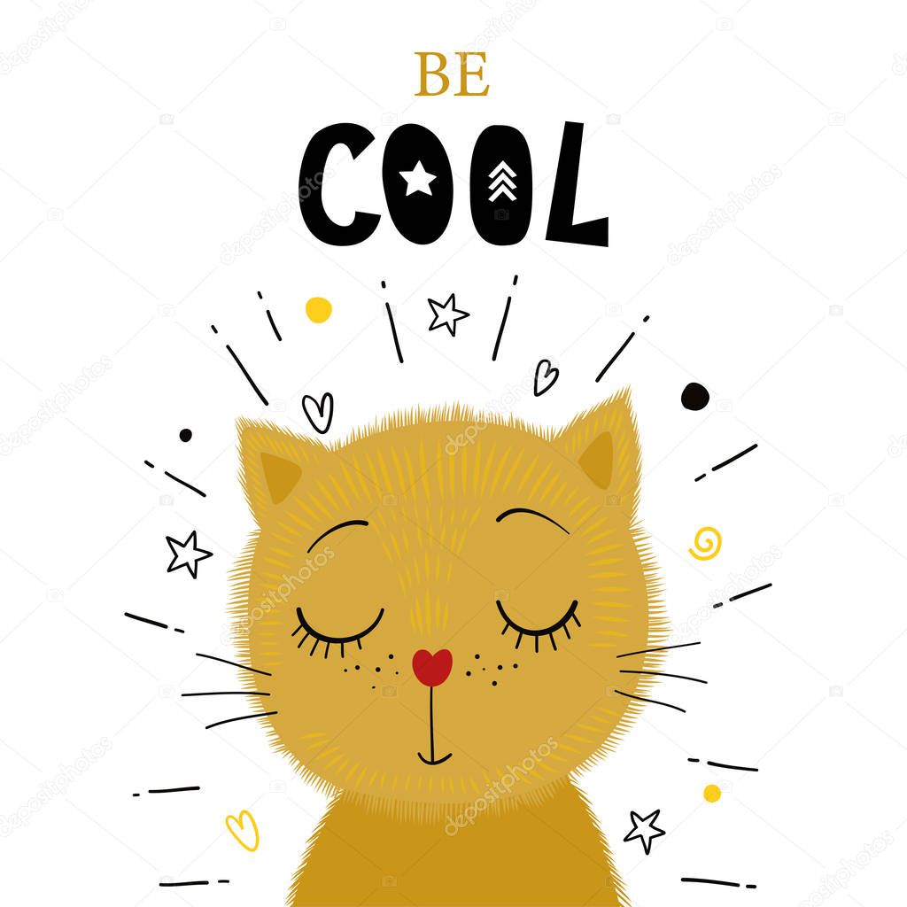 Cute little kitten. Be cool text.