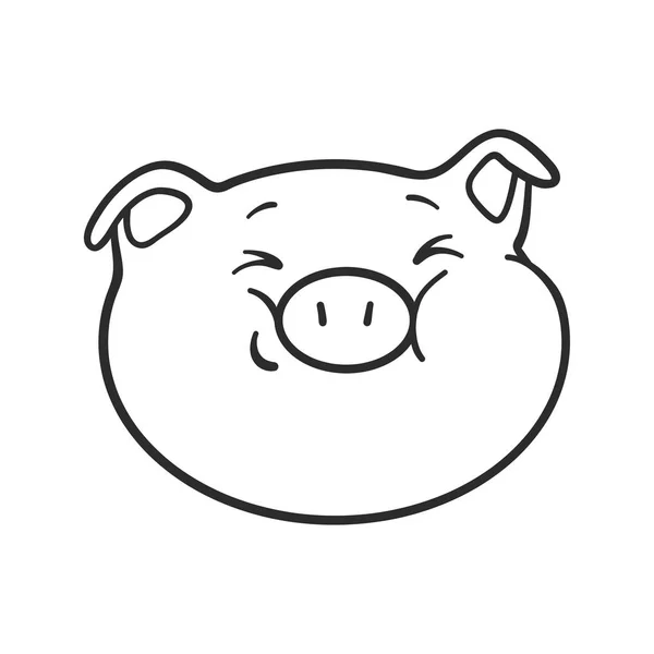 Emoji pig for coloring book. Emoticon icon. — Stock Vector