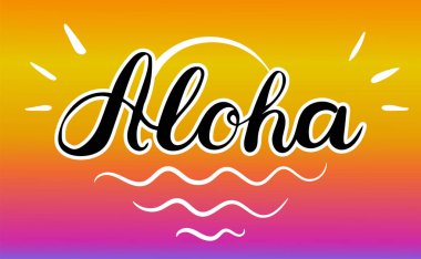 Aloha metin. Fırça hat. Vektör çizim
