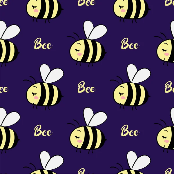 Vector seamless pattern with bees. — Stock Vector