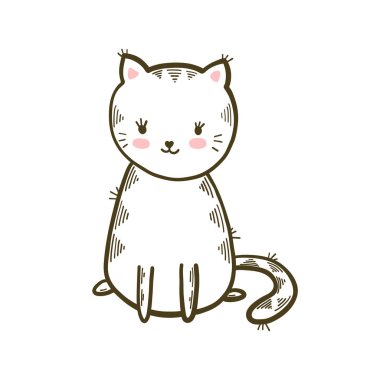 Şirin küçük kedi. İzole vektör çizim.