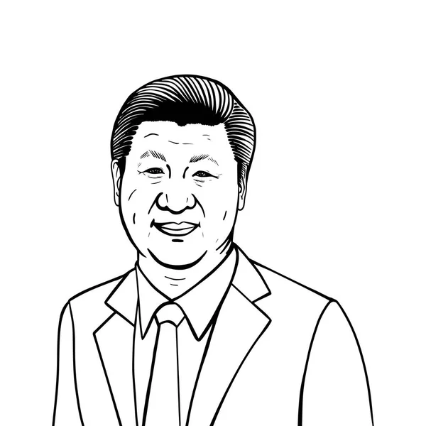 Ritratto vettoriale bianco e nero di Xi Jinping . — Vettoriale Stock