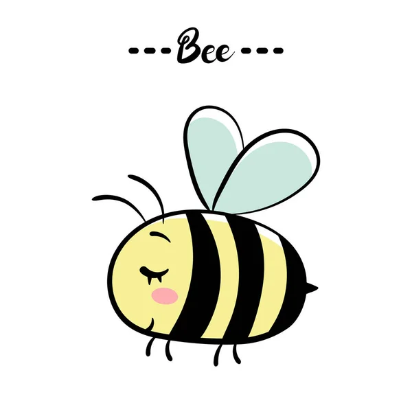 Una abeja tímida. Texto de abeja. Ilustración vectorial . — Vector de stock