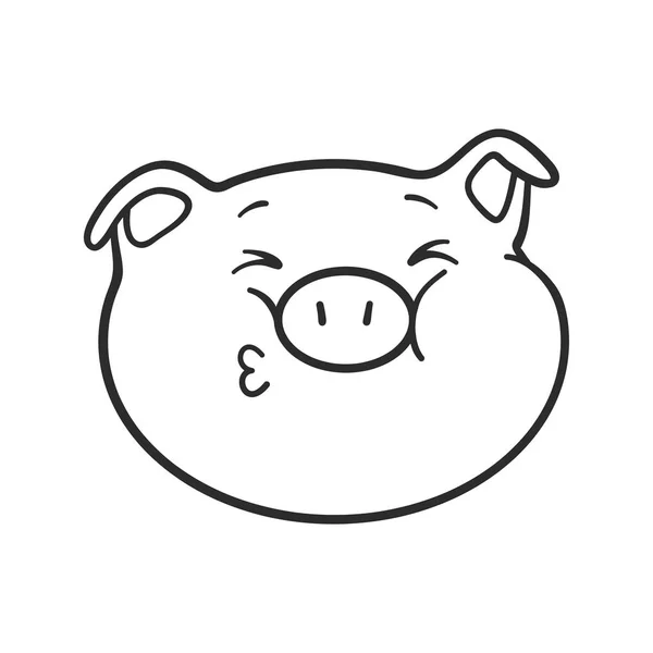 Pig is sending a kiss. Emoji pig for coloring book — Stock Vector