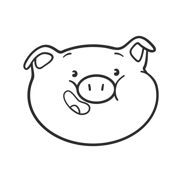 Emoji pig for coloring book. — Stock Vector