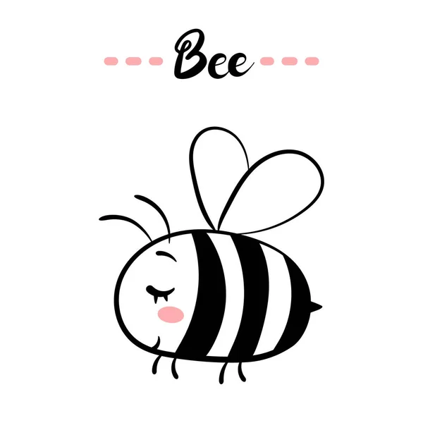 Arı metin. Küçük siyah beyaz arı. — Stok Vektör