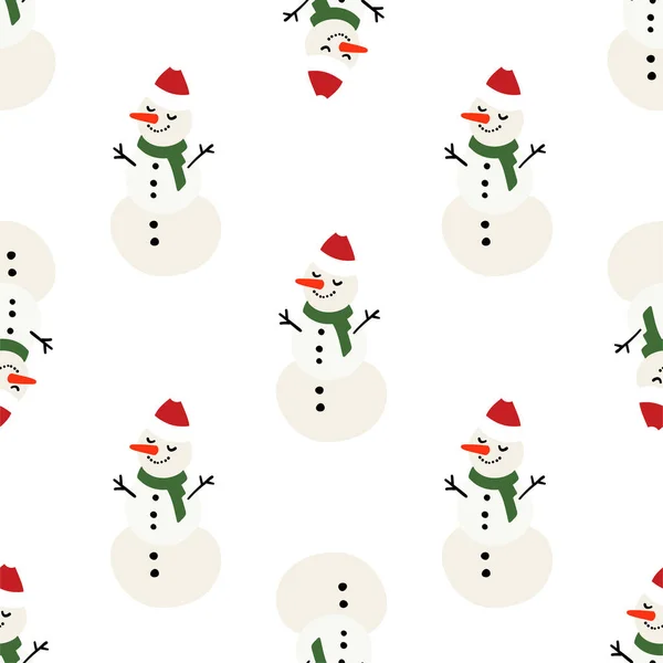 Vector winter patroon voor decoratie design met sneeuwpop op een lichte achtergrond. Winter achtergrond decoratie. — Stockvector