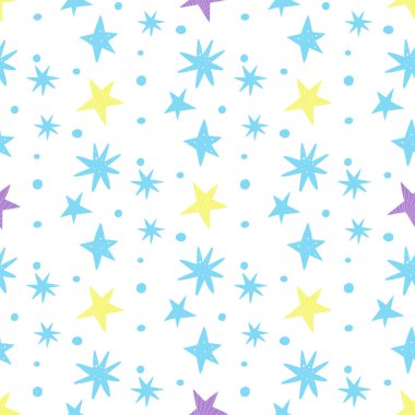 Beyaz arka planda yıldızlar ile vektör Dikişsiz desen. Cosmos