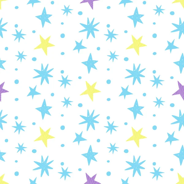 Patrón sin costura vectorial con estrellas sobre un fondo blanco. Cosmos — Vector de stock