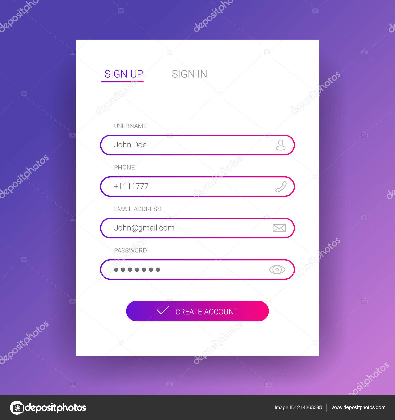 Registration Form Sign Form Purple Background Stock Vector Image by  ©Anfisa1812 #214363398