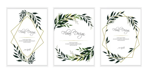 Wedding Invitation Cards Floral Design — Stock Vector