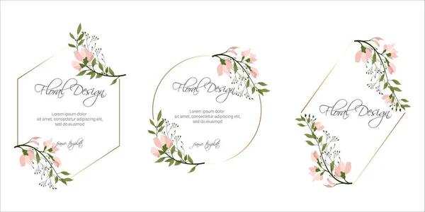 Frame Flower Background Wedding Invitation Modern Card Design — Stock Vector