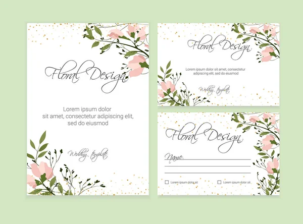 Banner Auf Blumenhintergrund Hochzeitseinladung Modernes Kartendesign Folge — Stockvektor