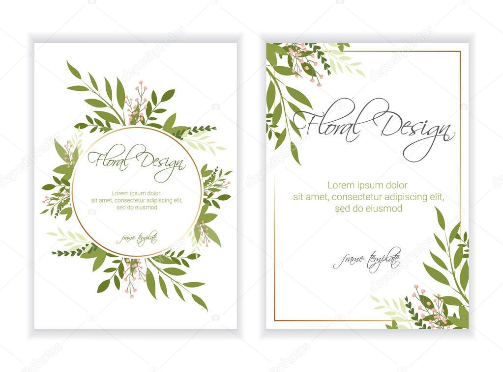 Banner on flower background. Wedding Invitation, modern card Design