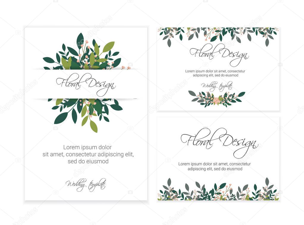 Banner on flower background. Wedding Invitation, modern card Design. eps 10.