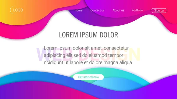 Conception Fond Couleur Liquide Modèle Page Débarquement Tête Pour Site — Image vectorielle