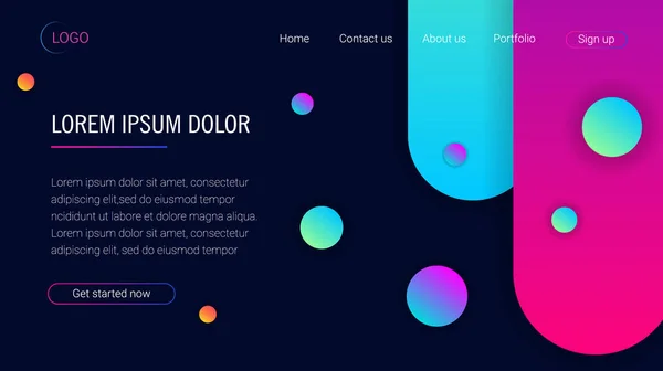 Conception Fond Couleur Liquide Modèle Page Débarquement Tête Pour Site — Image vectorielle