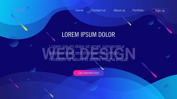 Liquid Color Background Design Landing Page Template Header Website High — Stock Vector
