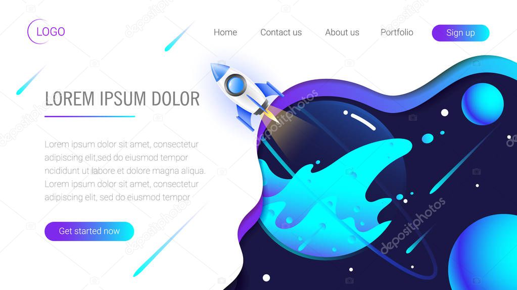 Liquid color background design. Landing page template. Header for website. High detailed isometric vector illustration. eps10