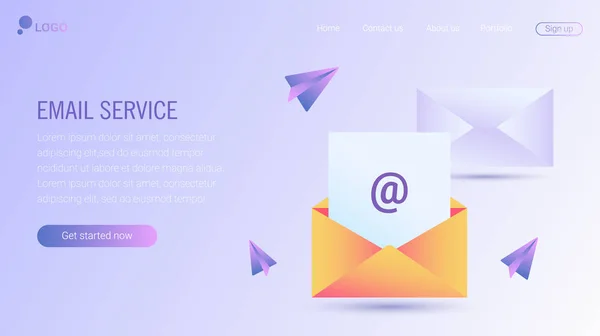 网页设计模板 电子邮件服务等距矢量插图 网站着陆头的 Web 邮件或移动服务布局 平面等距矢量插图 Epps — 图库矢量图片