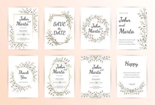 Floral πρόσκληση γάμου, γαμήλια πρόσκληση πρότυπο — Διανυσματικό Αρχείο
