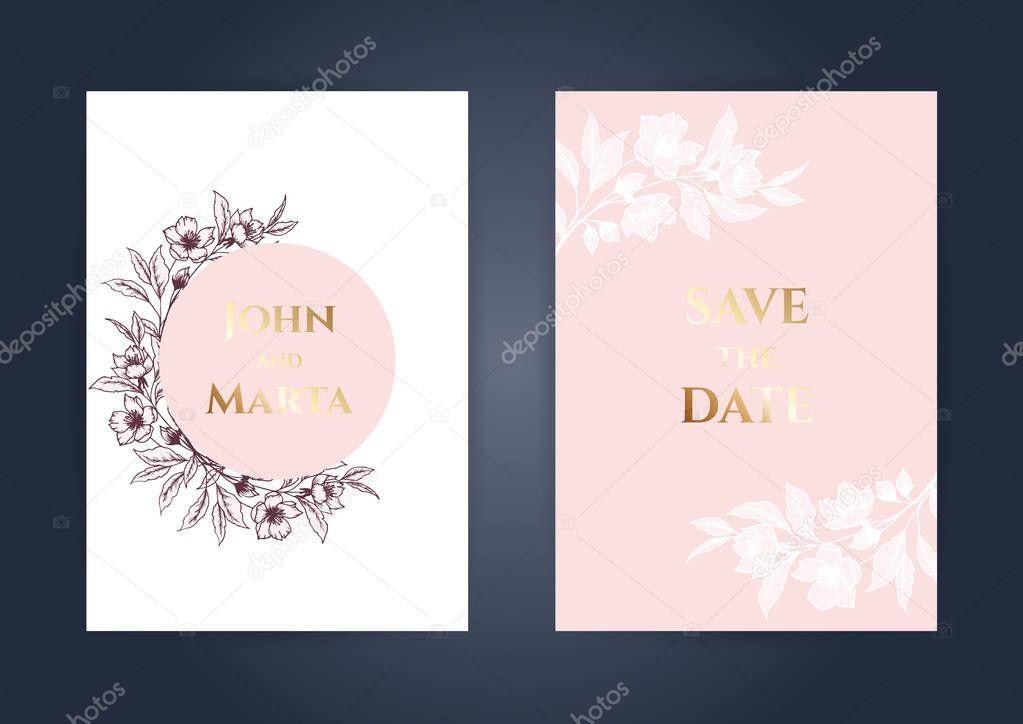 wedding invitation card template with text. eps10