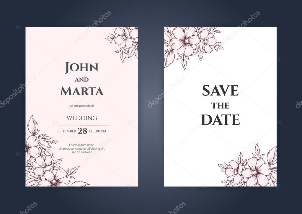 wedding invitation card template with text. eps10