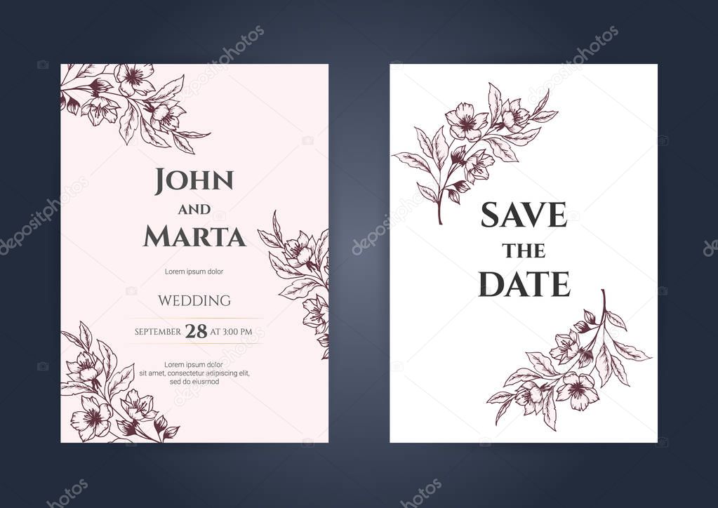 wedding invitation card template with text. eps10