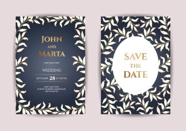 Altın çiçekler ile düğün daveti. eps10