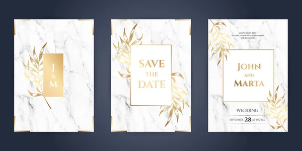 Cartões de convite de casamento de mármore de luxo. eps10 —  Vetores de Stock