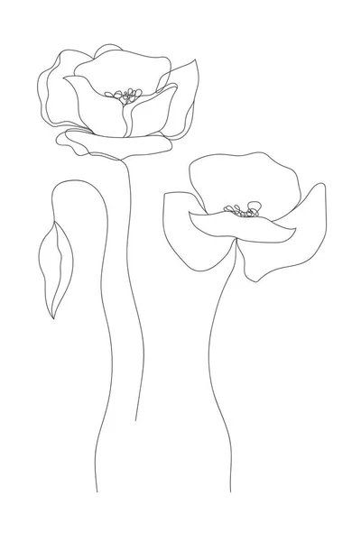 미니멀리즘의 선그리기 Flower Vector Line Art Botanical Sketch Vector Illustration — 스톡 벡터