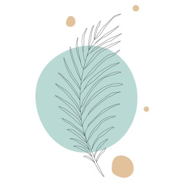 Bir satır soyut sanat yaprakları. çiçek çizimi. Geometrik şekillerdeki en küçük sanat çiçeği. Zarif sürekli çizgi çizimi