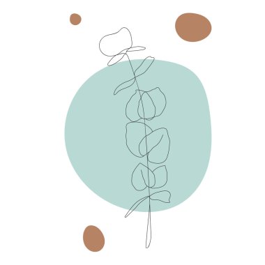 Bir satır soyut sanat yaprakları. çiçek çizimi. Geometrik şekillerdeki en küçük sanat çiçeği. Zarif sürekli çizgi çizimi