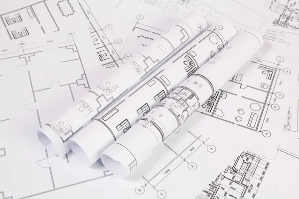 Plano arquitectónico. Dibujos y planos de la casa de ingeniería . — Foto de Stock