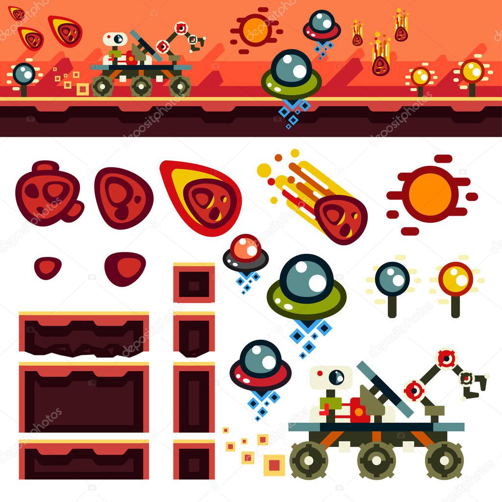 Red planet flat game level kit