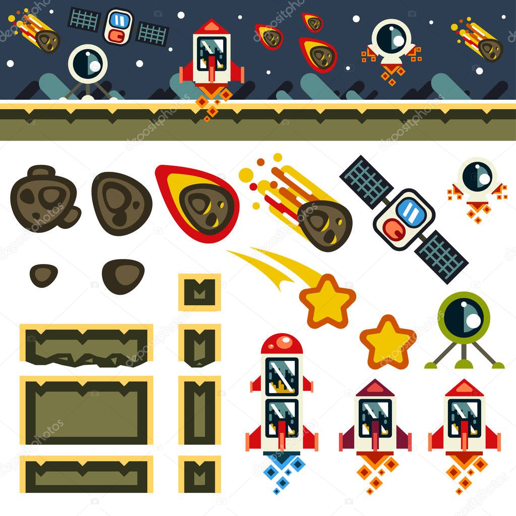 Space flat game level kit