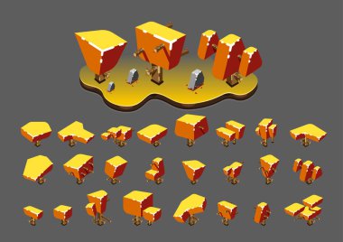 İzometrik ağaçlarda sonbahar video oyunları için