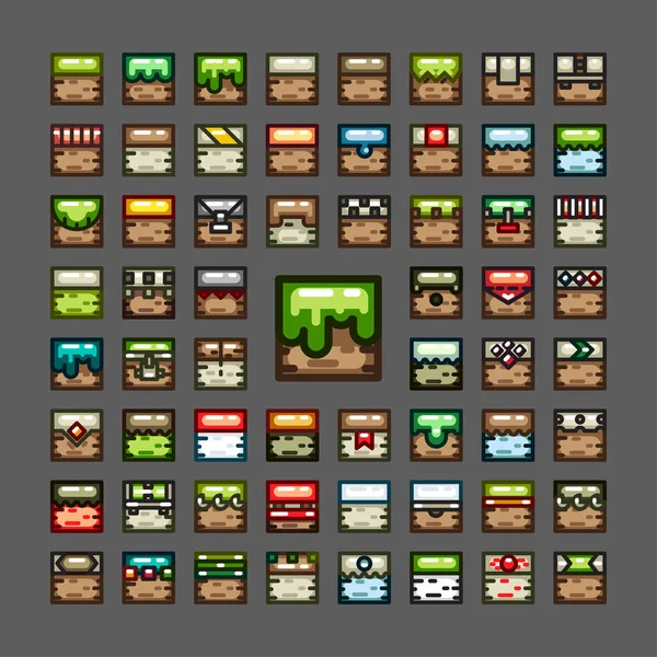 Dikke Lijn Tilesets Voor Video Game Set — Stockvector