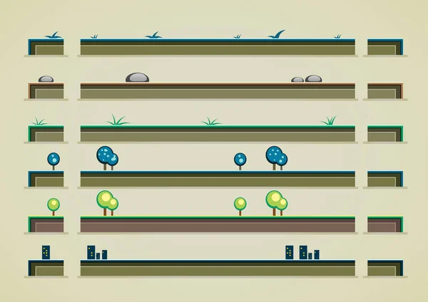 Diferentes Sprites Terrestres Por Noche — Vector de stock