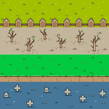 Video oyunları oluşturmak için dört 3d arka planlar küme2