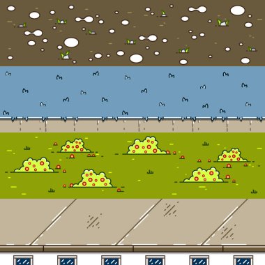 Video oyunları oluşturmak için dört 3d arka planlar 6 ayarla